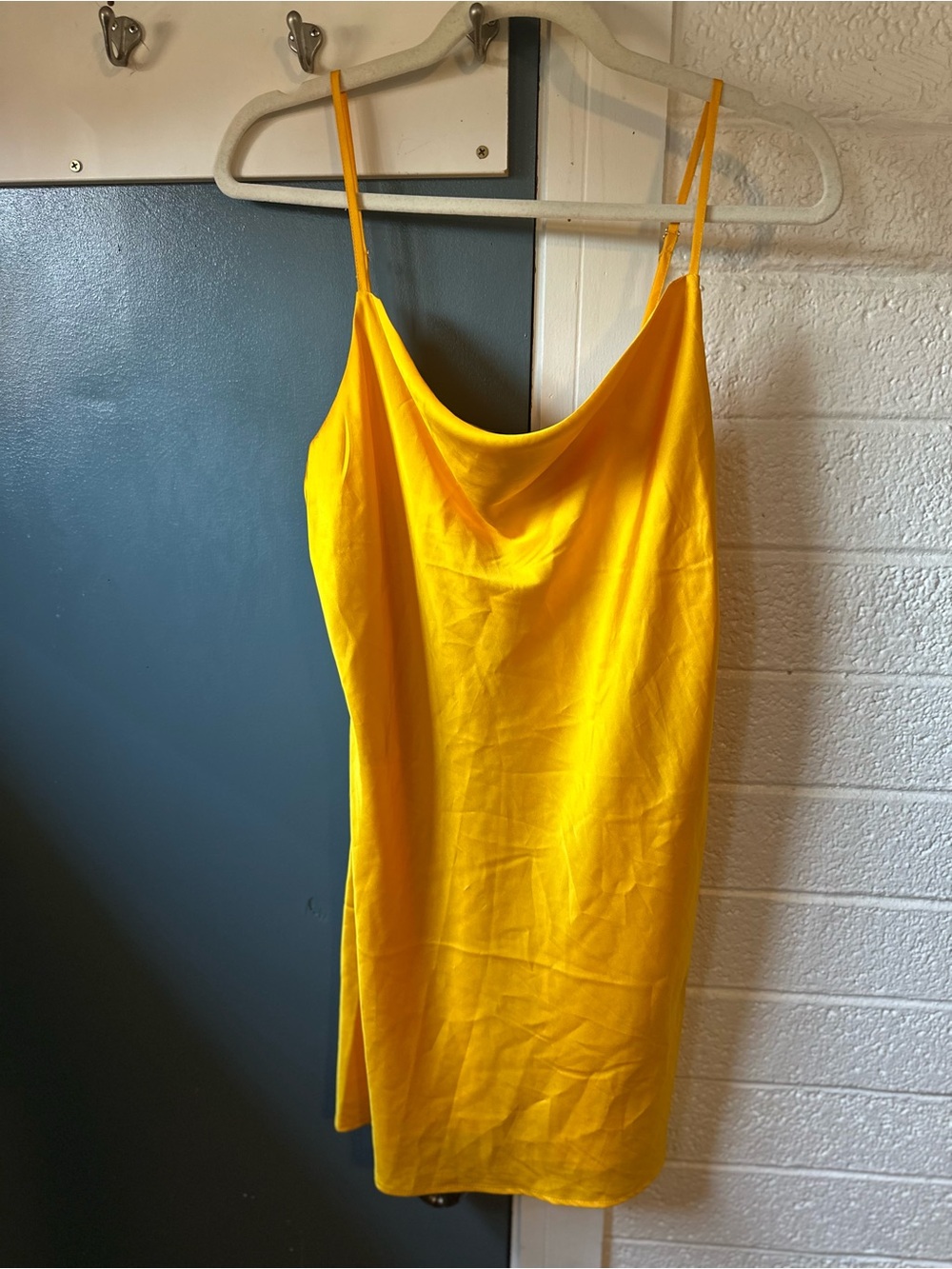 Fashion Nova Sunny Yellow Cowl Neck Mini Slip Dress